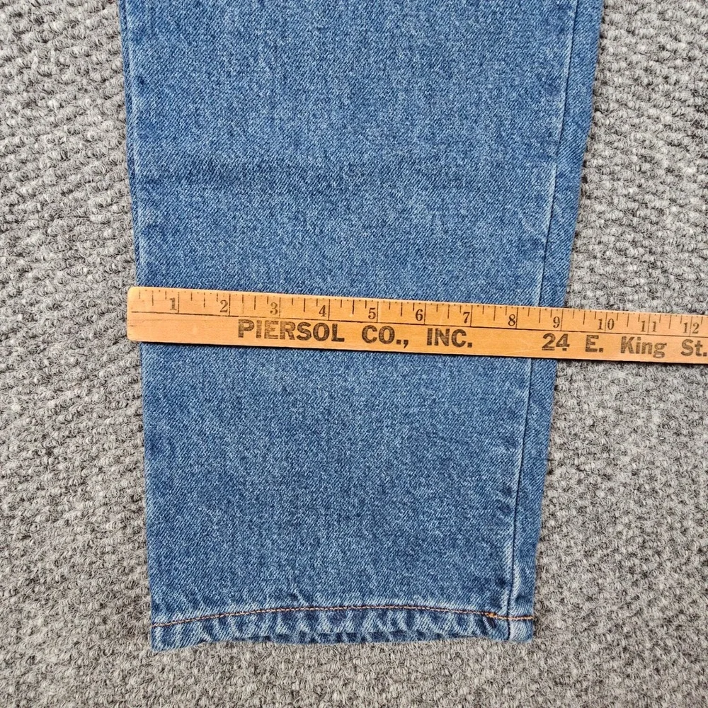 LL Bean Flannel Lined Jeans‎ Womens 14 Regular Original Relaxed Fit Blue Plaid